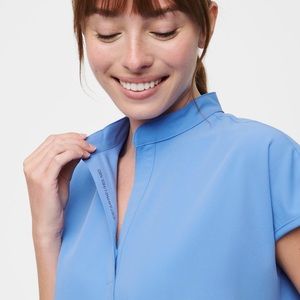 Figs Ceil Blue Rafaela Mandarin Collar Scrub Top Size: Medium